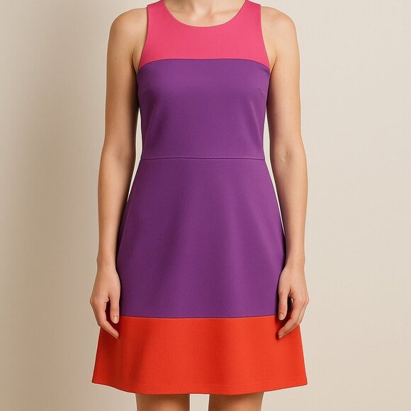 Elle NWT Women’s Purple Colorblock Career Dress – Size 12 - Picture 1 of 5
